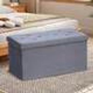 Folding Storage Ottoman - Bench - Grey