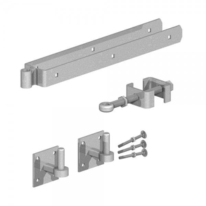 24" Galvanised Adjustable Hinge Set With Hooks on Plates (Pre-Packed With Screws)