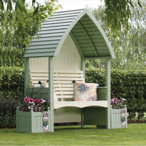Wooden Garden Arbour 'Cottage' In Sage and Cream -DS