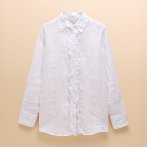 Joules White Selene Linen Shirt Size 8