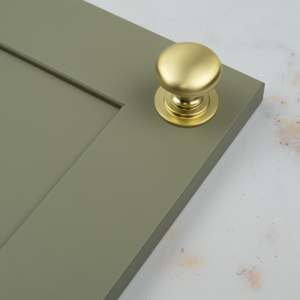 Brushed Brass Cup Handle, Bar Pull and 2 Sizes of Matching Round Knob - 42mm Knob