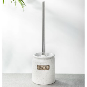 Rustic Ceramic Toilet Brush Holder - White