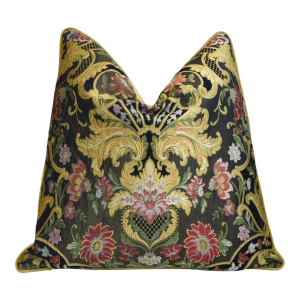 Designer Italian Baroque Floral Botanical Feather/Down Pillow 24” Square