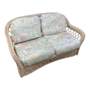 1980s Coastal Wicker Loveseat