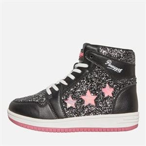 Pineapple Junior Girls Star Hi Top Trainers Black