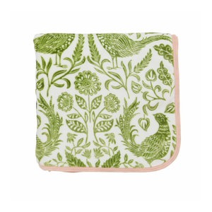 Pheasants Fleece Throw, Green/Pink