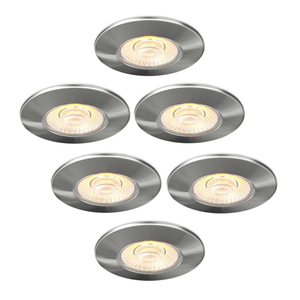 6x Dimmbare LED Einbaustrahler Nickel - IP65 - 5W - CCT - 5 Jahre Garantie - Geeignet für das Badezimmer