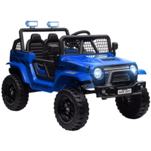 AIYAPLAY Coche Eléctrico para Niños con suspensión suave, control remoto, luces LED, claxon, motores de 12V, de plástico y metal, Azul