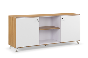 American Walnut and White Executive Credenza Unit