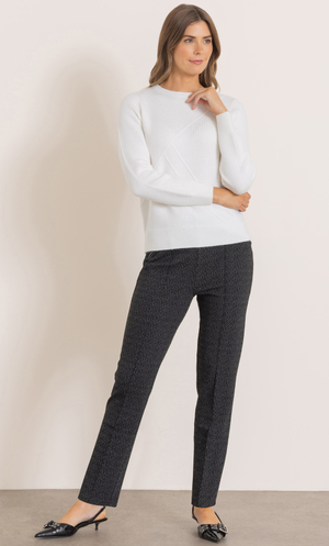 Slim Leg Speckled Trousers - Black