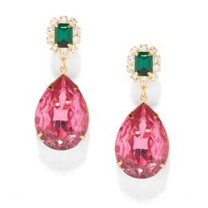 The Pink Reef Austria Earring In Emerald & Pink