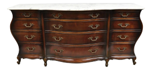 Vintage J. Zonan French Regency Mahogany Marble Top 12 Drawer Triple Dresser