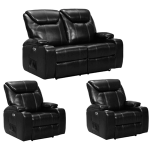 Cinema Black Leather Electric Recliner 2+1+1 Seater Sofa Set