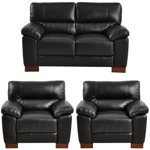 Dalmore Genuine Leather Black 2+1+1 Seater Sofa Set