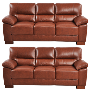 Dalmore Genuine Leather Tan 3+3 Seater Sofa Set