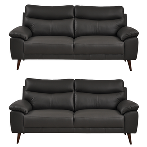 Vantage Genuine Leather Grey 3+3 Seater Sofa Set