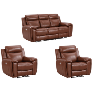 Annecy Leather Tan Electric Recliner 3+1+1 Seater Sofa Set