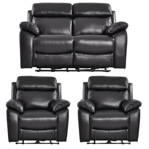 Dandrea Genuine Leather Black Electric Recliner 2+1+1 Seater Sofa Set