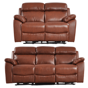 Dandrea Tan Genuine Leather Electric Recliner 3+2 Sofa Set