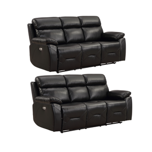 Renato Genuine Leather Black Electric Recliner 3+3 Seater