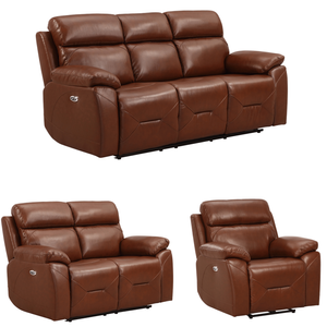 Renato Genuine Leather Tan Electric Recliner 3+2+1 Seater