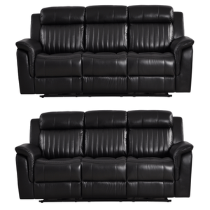 Cidliano Genuine Leather Black Electric Recliner 3+3 Seater Sofa Set