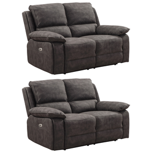 Maple Grey Suede Fabric Electric Recliner 2+2 Seater Sofa