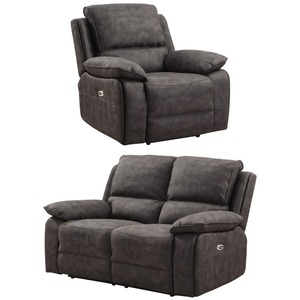 Maple Grey Suede Electric Recliner 2+1 Sofa Set