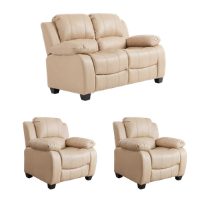 Valerie Cream Leather Modern 2+1+1 Seater Sofa Set