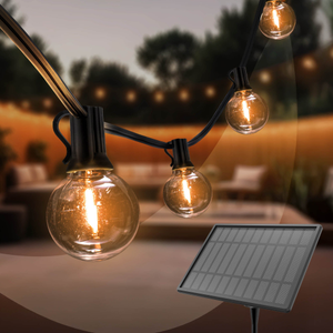 30m Solar LED Lichterkette - 2200K - 12V - IP54 - Inkl. LED Lampen - G40 - Plug & Play