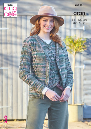 Tank and Cardigan in King Cole Homespun Prism Aran (6310)