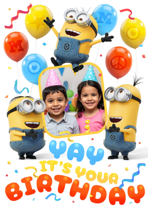 Minions Photo Upload Birthday Card