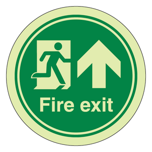 GITD Path Marker - Fire Exit - Arrow Up 100 x 100 mm - Standard Glow Floor Sign