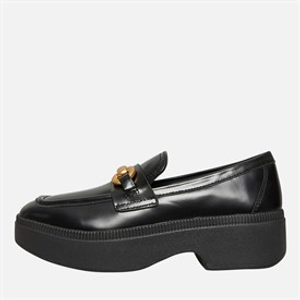 FitFlop Womens Luma Chunky Snaffle Leather Demi Wedge Loafers Black