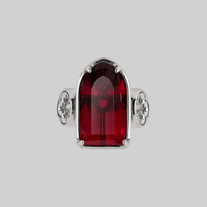 ALTAR. Gothic Arch Red Glass Ring - Silver - Silver / Medium
