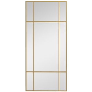 HOMCOM Espejo de pared estilo de celosía rectangular horizontal o vertical con 4 ganchos en metal dorado - 110x50 cm