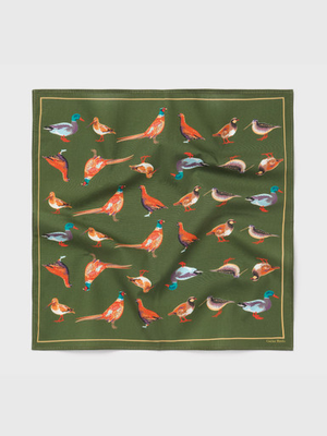 Green Game Birds Pocket Square