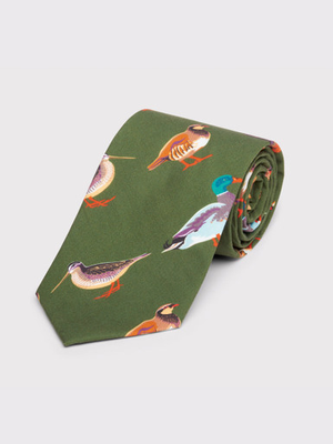 Green Game Birds Tie
