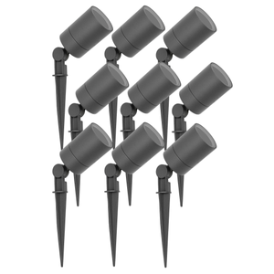 9x Spot à piquer LED – Aluminium – IP65 - Raccord GU10 - Câble 1M - Anthracite