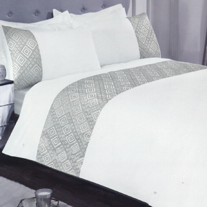 Geo Lurex White Cotton Mix Duvet Cover Set