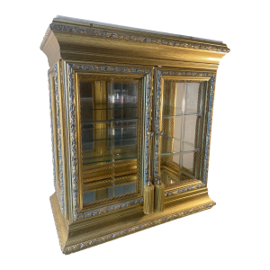Late 20th Century Horchow Creazioni Wood Vitrine Display Case of Rococo/Baroque Style With Two Doors, Marble Top