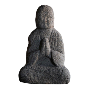 Late 18th Century Japanese Antique Small Stone Buddha Garden Statue