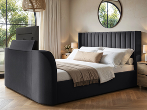 Flair Fallon TV Side Lift Ottoman Bed Charcoal Velvet