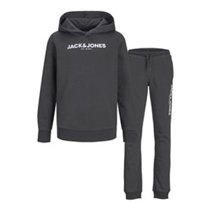 JACK & JONES Boys Rarry Hoodie And Joggers Tracksuit Asphalt