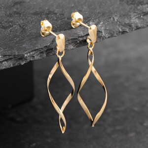 Pre-Owned 9ct Yellow Gold 37mm Twist Dropper Earrings 41172945