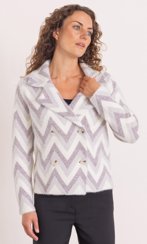 Anna Rose Chevron Knit Jacket - Multi