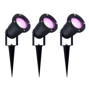 3x Smart LED Gartenstrahler Aluminium - IP65 - 4.9W - RGB+CCT - 1M Kabel