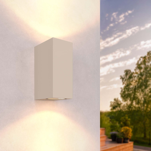 LED Wandleuchte Außen - Cube - GU10 Fassung - Up & Down - Beige - Für Innen & Außen geeignet