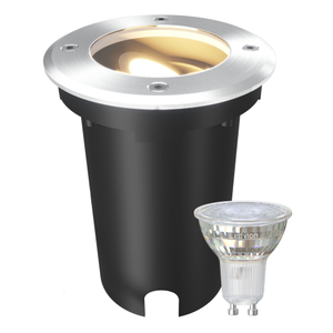 LED Bodeneinbaustrahler Rund - IP67 – 3W - 2700K – 1M Kabel - Edelstahl - Schwenkbar