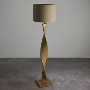 95454 Abia 1 Light Floor Lamp Wood Linen